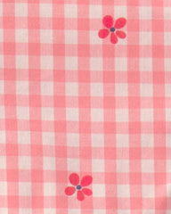 Baby Girl Gingham Flower Romper - Pink