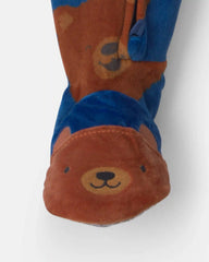 Toddler Boy 1-Piece Bear DreamPlush Snug Fit Footed Pajama - Navy Blue
