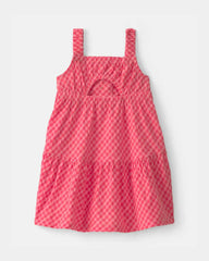 Baby Girl Gingham Tiered Dress - Coral