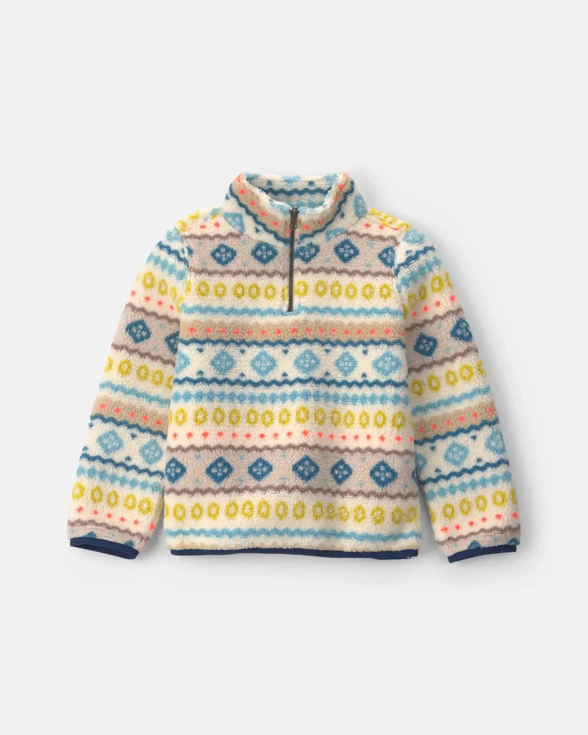 Boys Fair Isle Teddy Fleece Pullover Sweatshirt