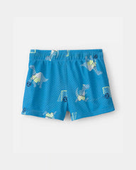 Baby Boy Dinosaur Soccer Mesh Shorts - Blue