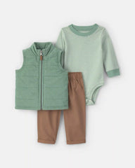 Baby Boy 3-Piece Corduroy Long-Sleeve Layering Set - Green/Brown