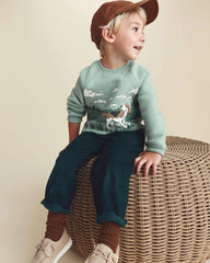 Toddler Boy Dog Fleece Pullover Sweatshirt - Green