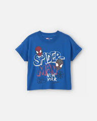 Toddler Boy 'New York' Embroidered ©Marvel Spider-Man Graphic Tee - Blue