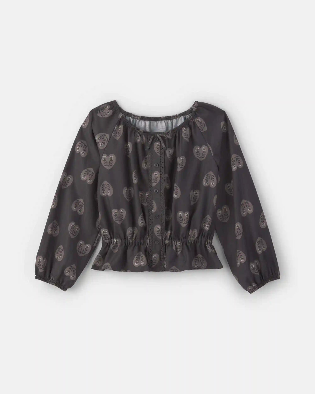 Girls Heart Long-Sleeve Top - Black