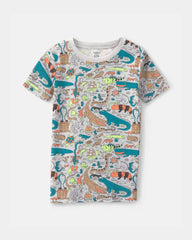 Boys Alligator 100% Cotton Snug Fit 2-Piece Pajama Set - Grey