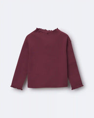 Toddler Girl Mock Neck Ruffle Long-Sleeve Top - Burgundy