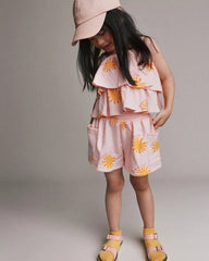 Toddler Girl Swing Shorts with Pockets in Sunny Life Print - Light Pink