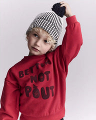 Toddler Neutral Striped Pom Pom Beanie - Black/White