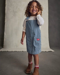 Toddler Girl Hickory Denim Long-Sleeve Overall Set - Light Wash