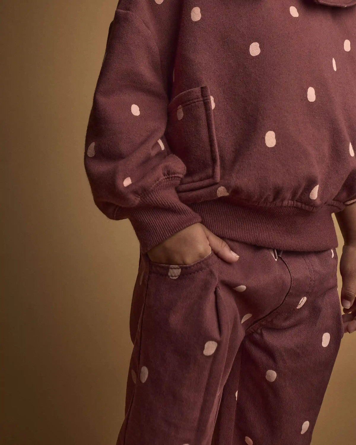 Toddler Girl Pleated Pants in Polka Dots - Burgundy