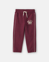 Toddler Boy 'Let's Play' French Terry Joggers - Burgundy