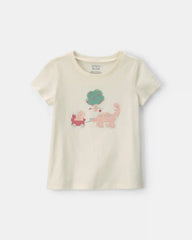 Toddler Girl Dinosaur Graphic Tee - Cream