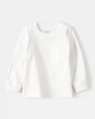 Baby Boy Long-Sleeve Pocket Tee - White