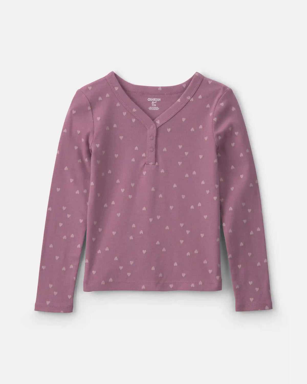 Girls Heart Long-Sleeve Rib Top - Purple