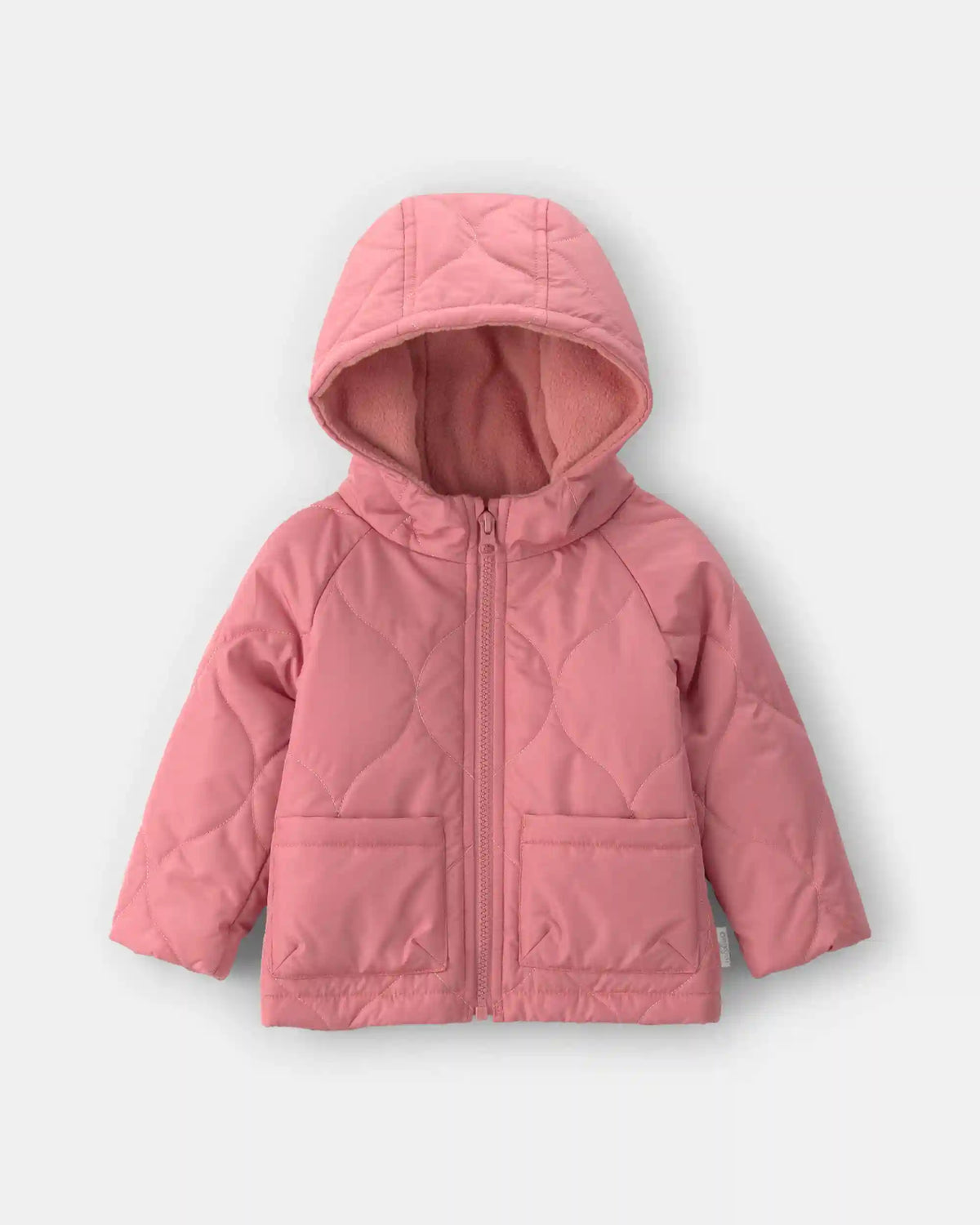 Baby Girl Hooded Midweight Quilted Jacket - Pink