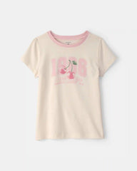 Girls Cherry Graphic Tee - Cream