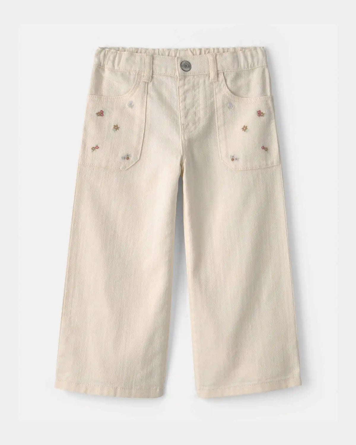 Toddler Girl Floral Twill Pants - Cream