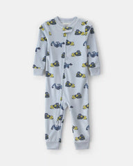 Toddler Boy 1-Piece Construction DreamPlush Snug Fit Pajama - Blue