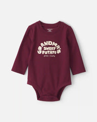 Baby 'Grandma's Sweet Potato' Long-Sleeve Graphic Bodysuit - Maroon