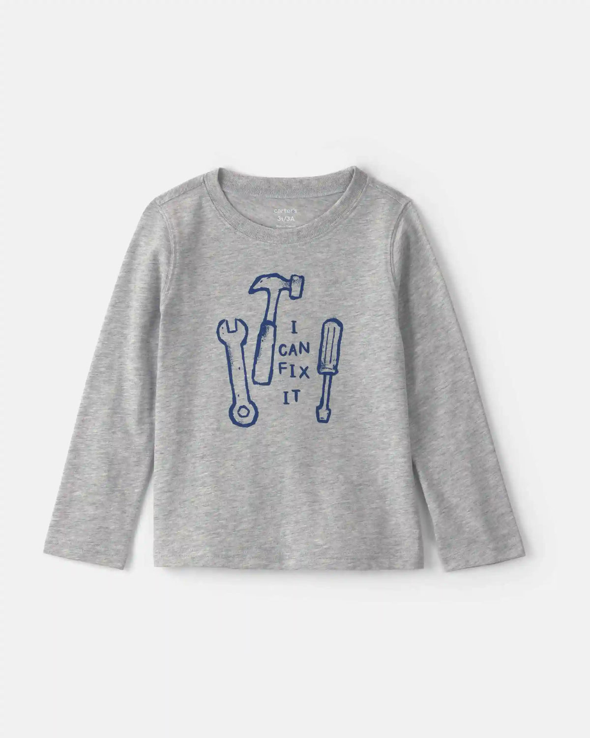 Toddler Boy 'I Can Fix It' Tool Long-Sleeve Graphic Tee - Grey