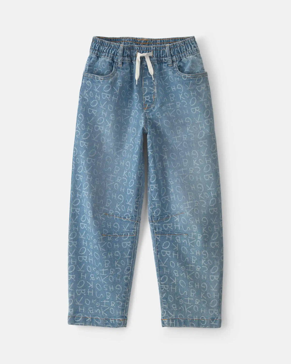 Girls Alphabet Denim Barrel Jeans - Light Wash