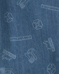 Toddler Logo Denim Overalls - Light Wash