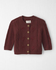 Baby Girl Organic Cotton Sweater Knit Embroidered Cardigan