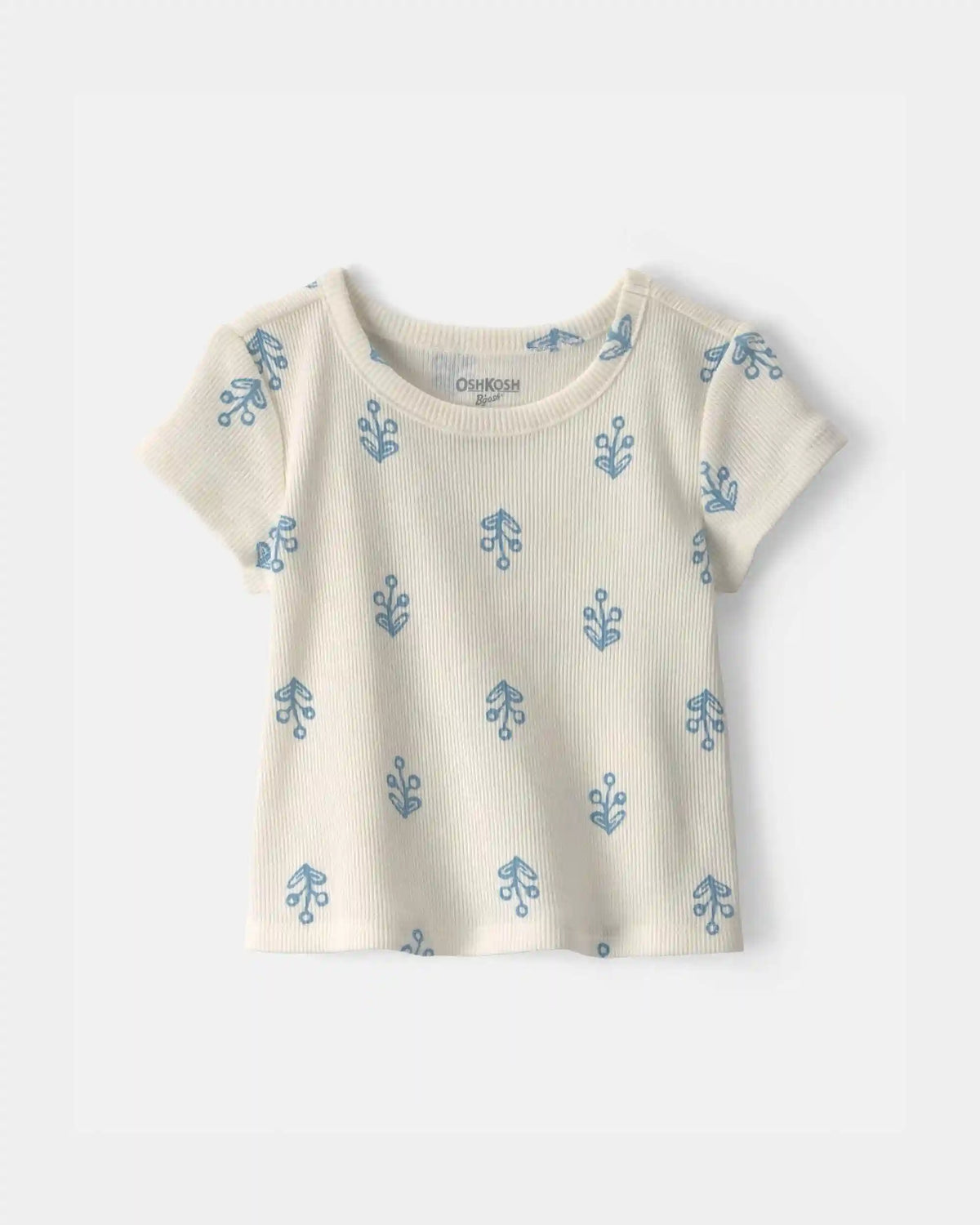 Baby Girl Floral Ribbed Tee - Ivory