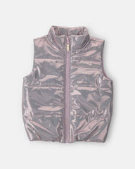 Toddler Girl Metallic Vest - Pink