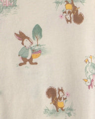 Toddler Girl 4-Piece Country Chicken 100% Cotton Snug Fit Pajama Set - Green/Cream