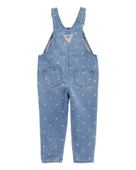 Toddler Heart-Print Knit Denim Overalls - Blue