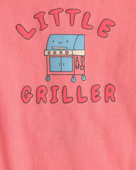 Baby Boy 'Little Griller' Sleeveless Graphic Bodysuit - Coral