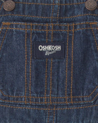 Baby Boy Buffalo Check Denim Overalls - Dark Wash