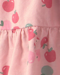 Girls 2-Piece Apple French Terry Long-Sleeve Top & Skort Set - Pink