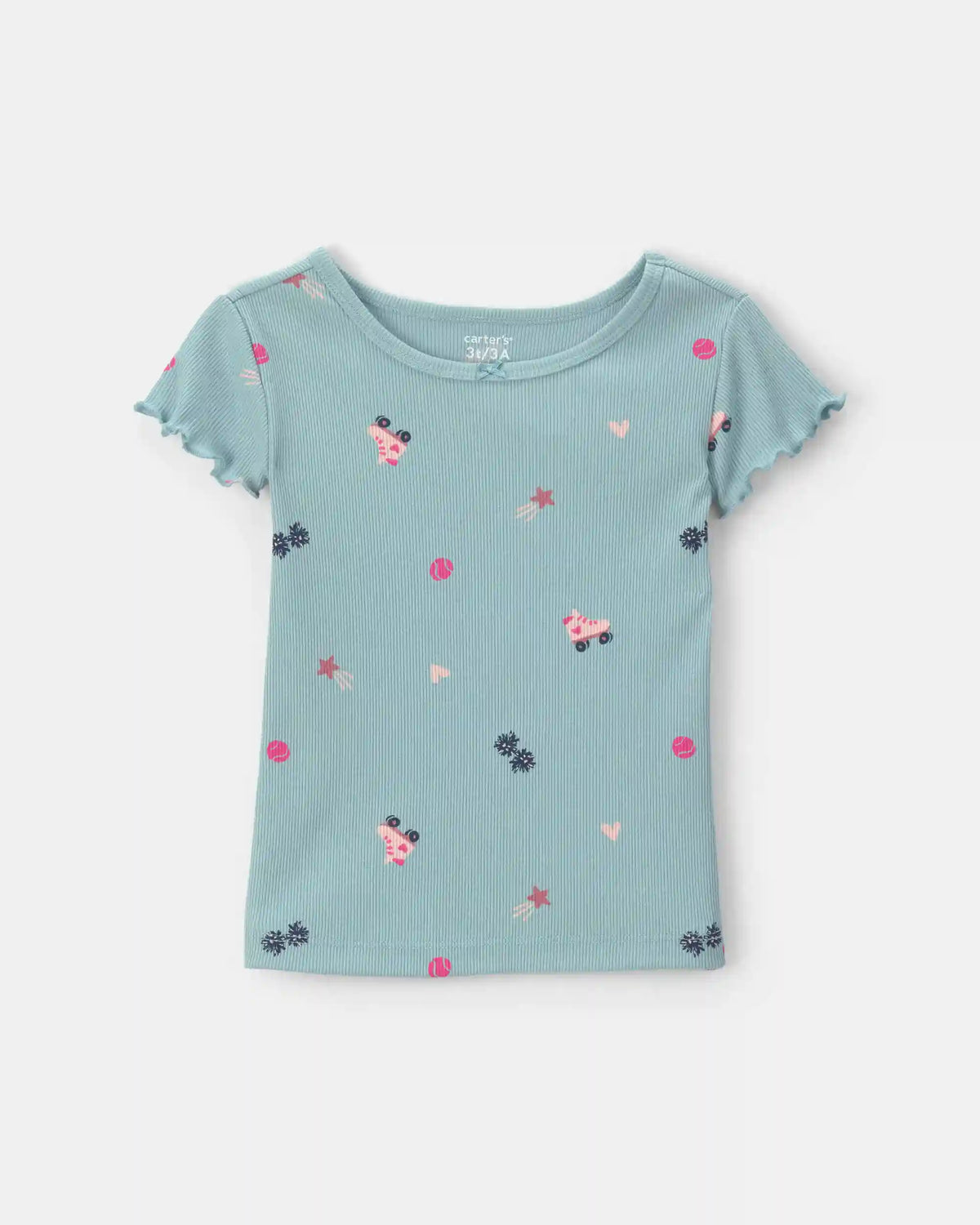 Toddler Girl Roller Skate Rib Top - Blue