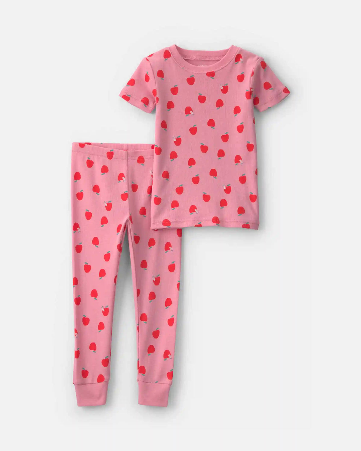 Toddler Girl Apple 100% Cotton 2-Piece Pajama Set - Pink