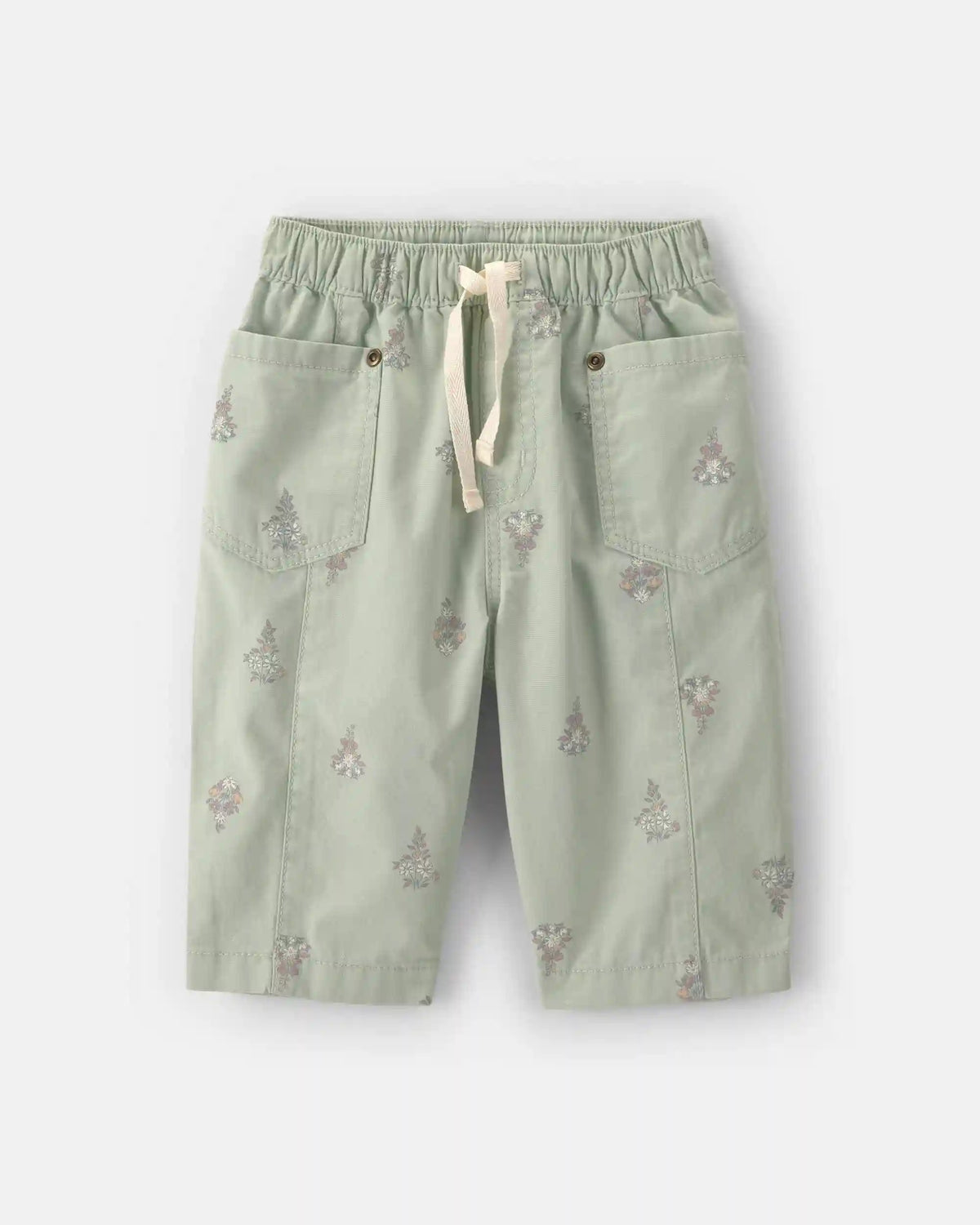 Baby Girl Floral Barrel Pants - Green