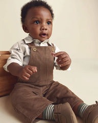Baby Boy 2-Piece Twill Long-Sleeve Overall Set - Brown