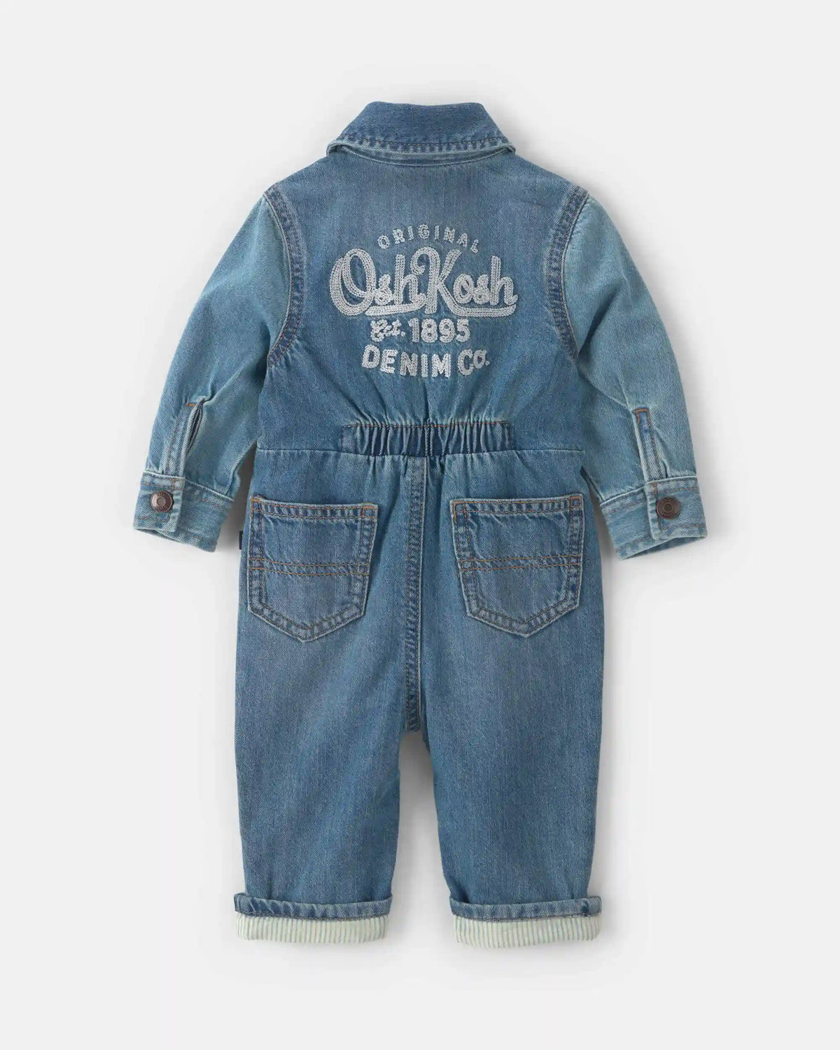 Baby OshKosh Logo Long-Sleeve Denim Jumpsuit - Medium Wash