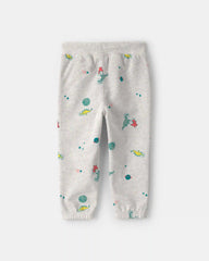 Toddler Boy Space Dino French Terry Joggers - Grey