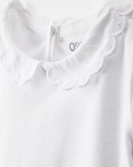 Baby Scalloped Collar Short-Sleeve Bodysuit - White
