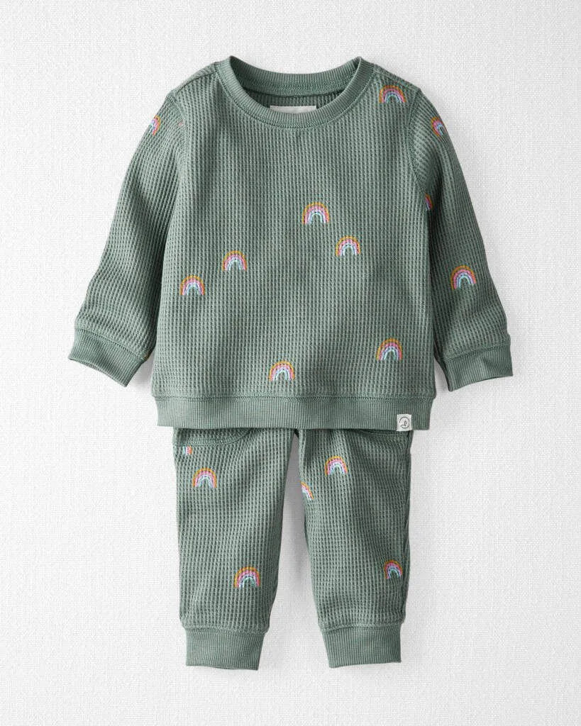 Baby 2-Piece Organic Cotton Waffle Knit Top & Pant Set
