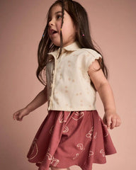 Toddler Girl Sleeveless Button-Down Top in Dot Print - Cream
