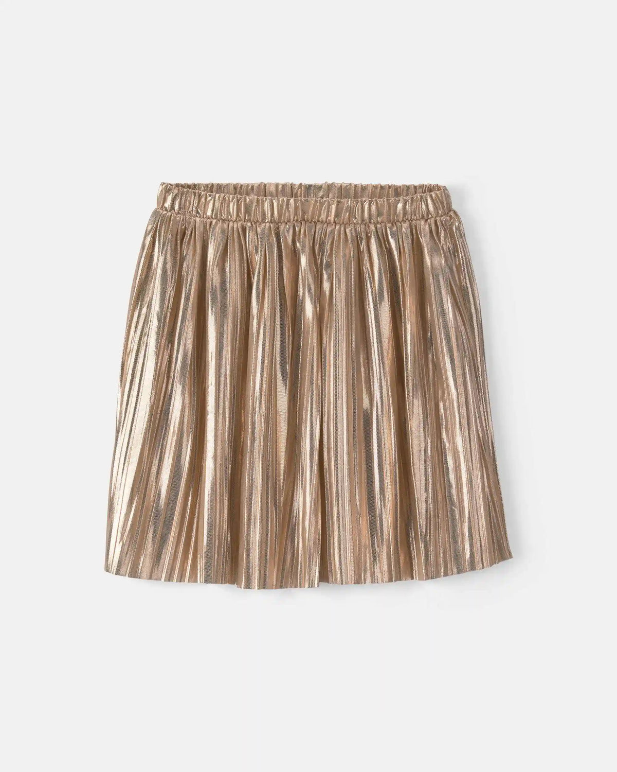 Girls Pleated Metallic Skirt - Gold