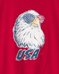 Kids Fourth Of July Eagle Graphic Tee - Red