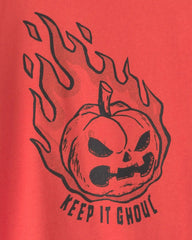 Boys 'Keep It Ghoul' Pumpkin Halloween Long-Sleeve Graphic Tee - Orange
