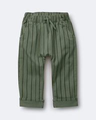 Toddler Boy Playground Pants in Stripes - Olive