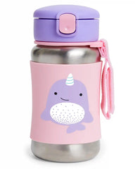 Zoo Stainless Steel Little Kid Straw Bottle - Narwhal