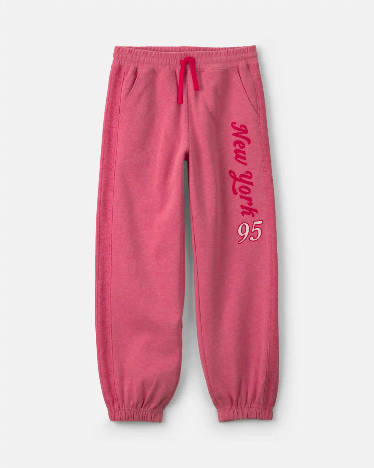 Girls 'New York' French Terry Joggers - Pink/Red